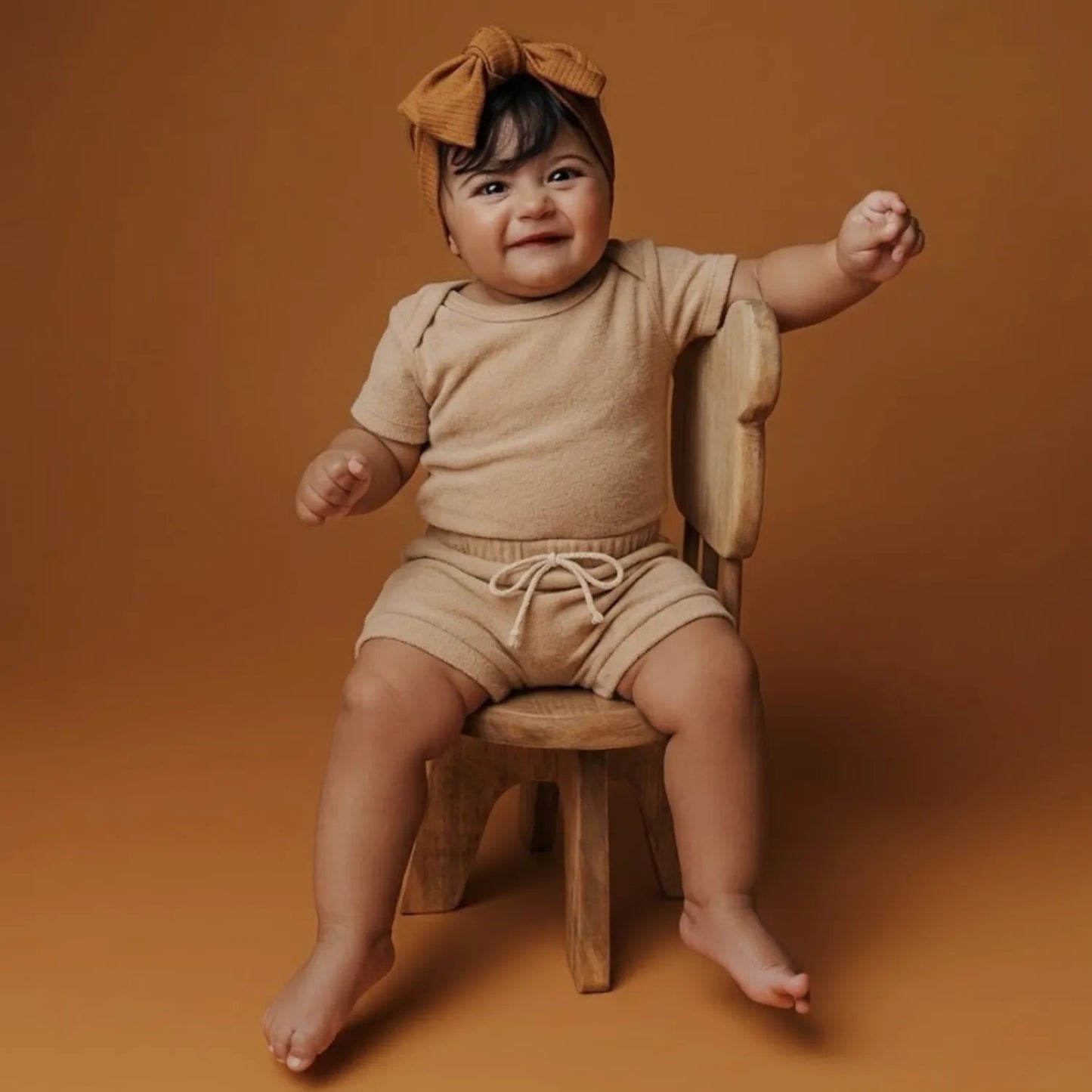Conjunto Bebe Algodão Orgânic Bege Curto