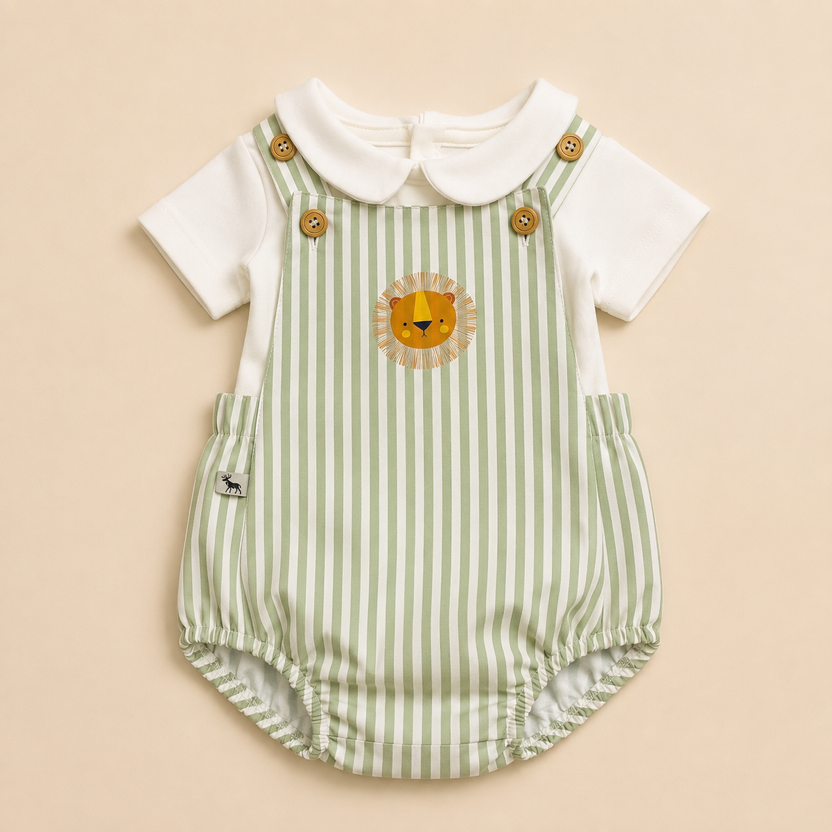 Kit 2 Peças Jardineira Lion + Camisa Gola Redonda Algodāo