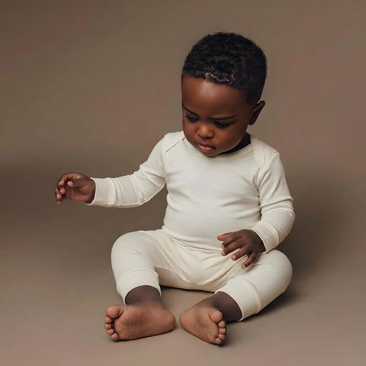 Conjunto Bebê Algodão Organic Longo Off White