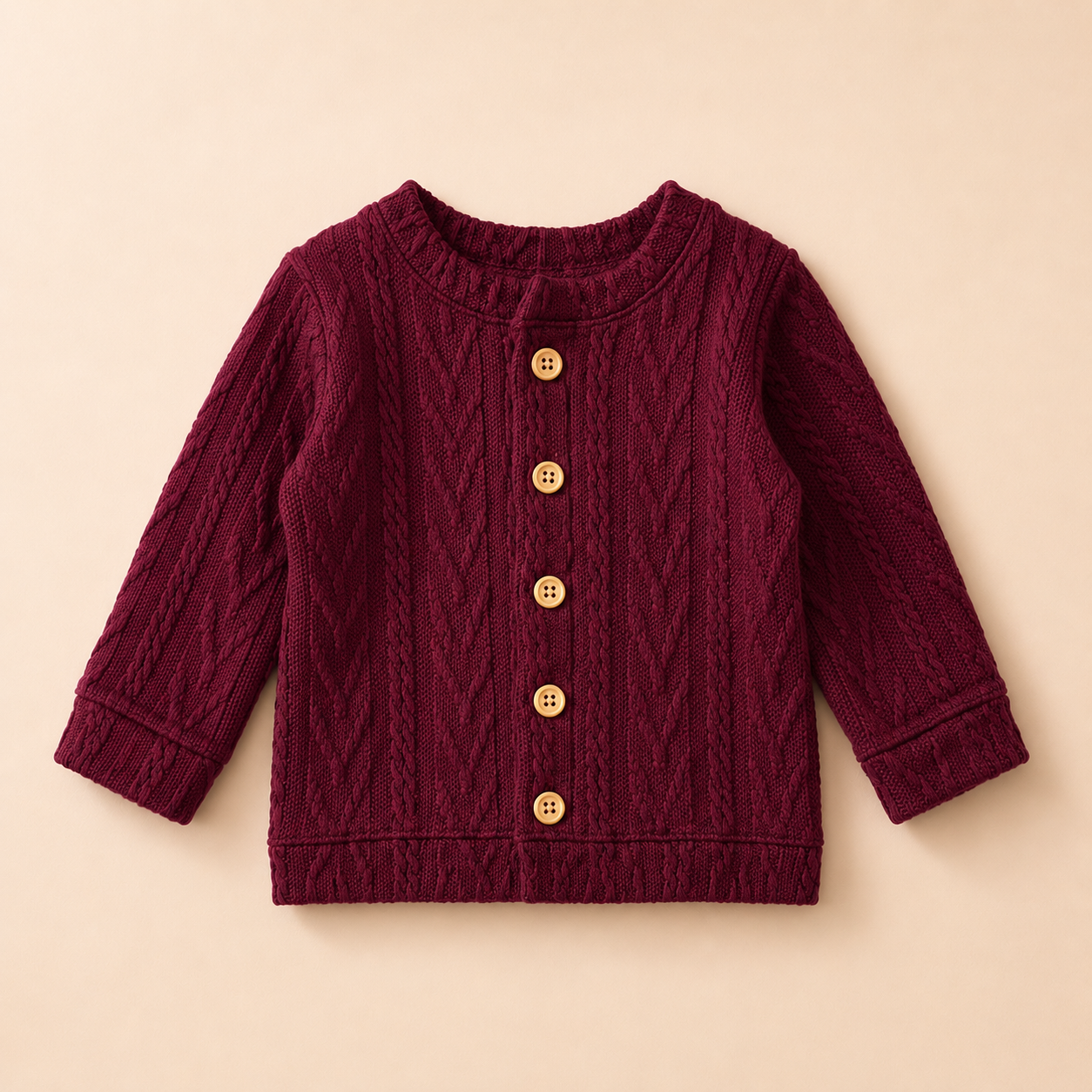 Casaco Bebê Cardigan Tricot Bordo