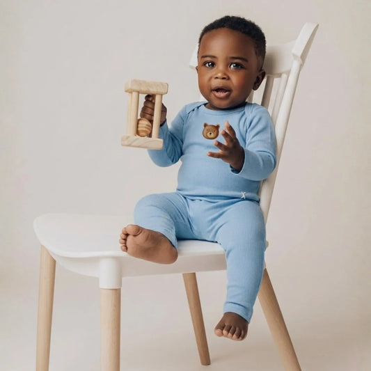 Conjunto Orgânic Bear Algodão Azul