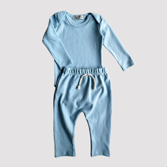 Conjunto Bebê Algodão Organic Longo Azul Bebê