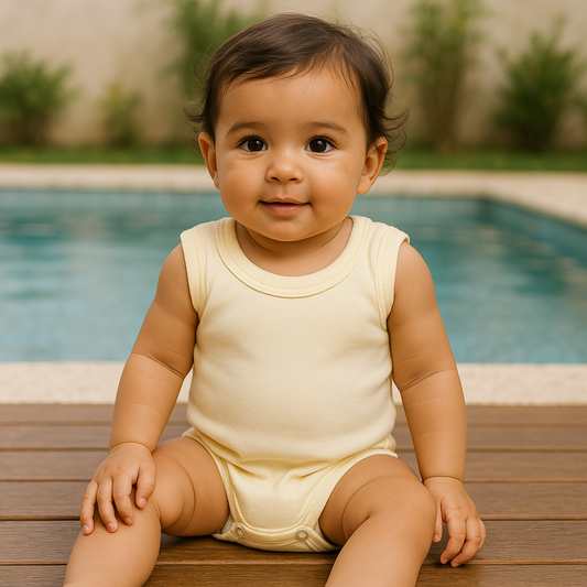 Body Regata Bebê Algodão Yellow