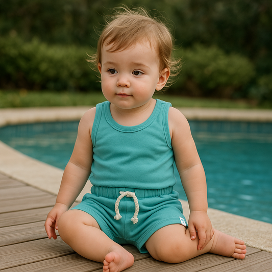 Conjunto Bebê Ollie Verão Verde Agua