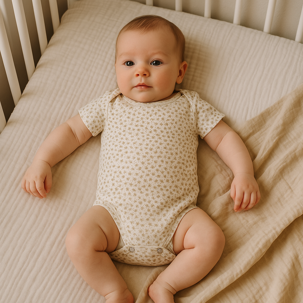 Body Bebê Floral Bege