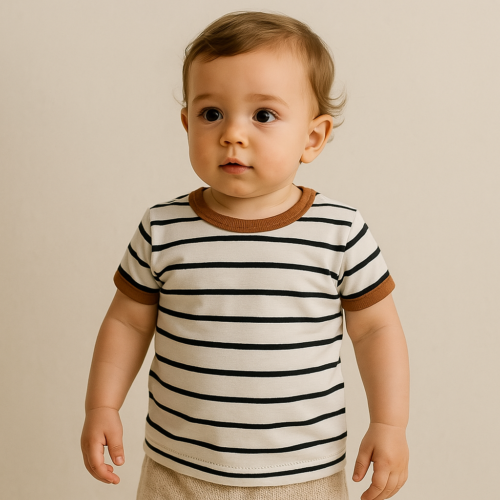 Camisa Bebê Confort Listrado Off White
