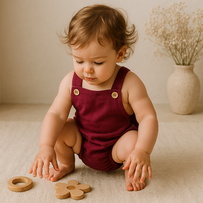 Romper Bebê Tradicional Linho Bordo