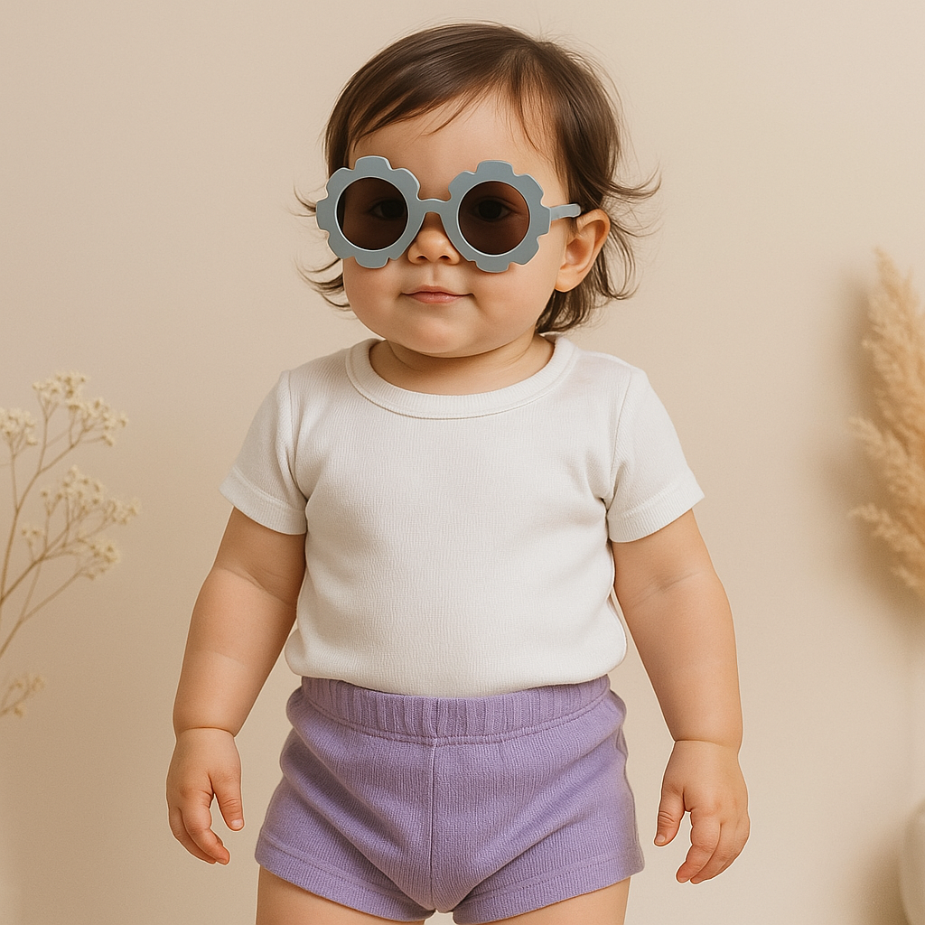 Óculos De Sol Para Bebe Retrô Flowers Blue Proteção Uv