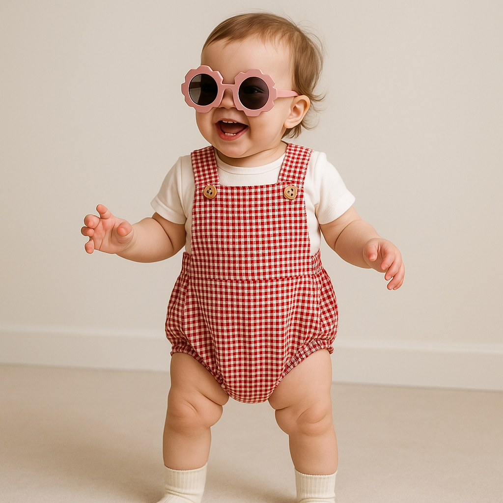Óculos De Sol Para Bebe Retrô Flowers Rose Proteção Uv