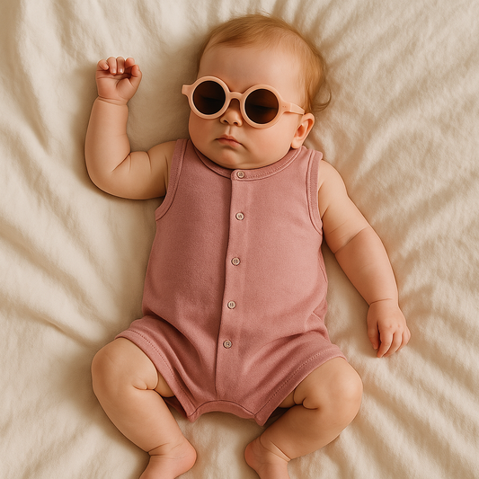 Óculos de Sol para Bebe Retrô Redondo Salmão com Proteção Uv
