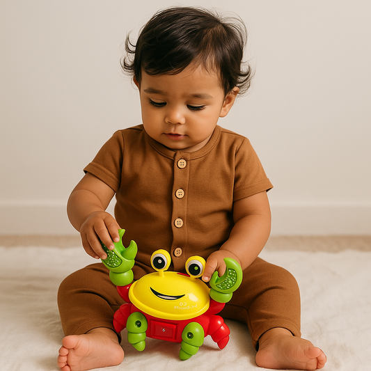 Brinquedo Caranguejo Siri Fujão Dançante Com Led E Musica Amarelo