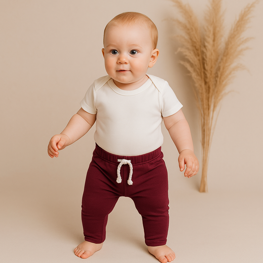 Calça Bebê Algodão Bordô