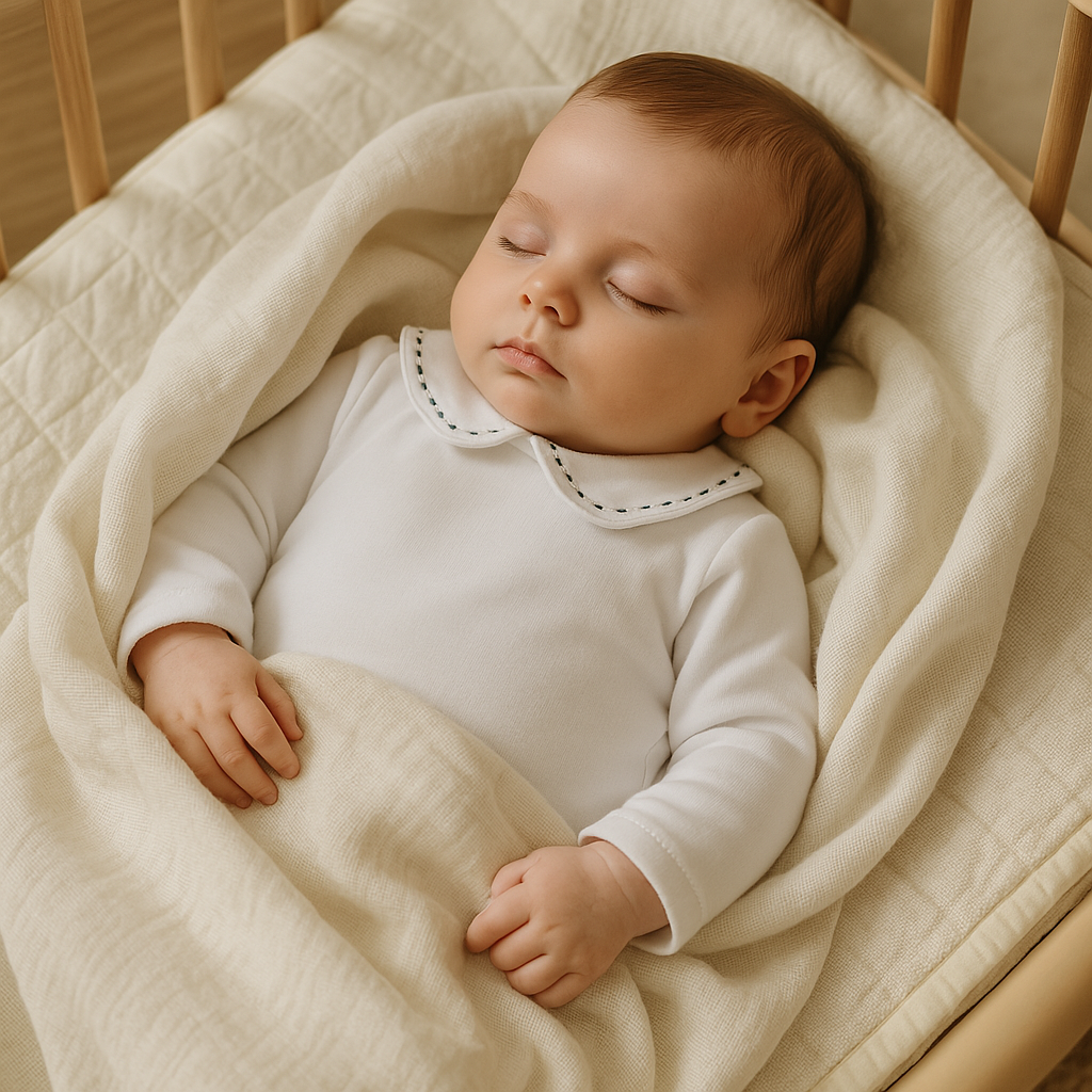 Body Bebê Gola Bordado Jeans