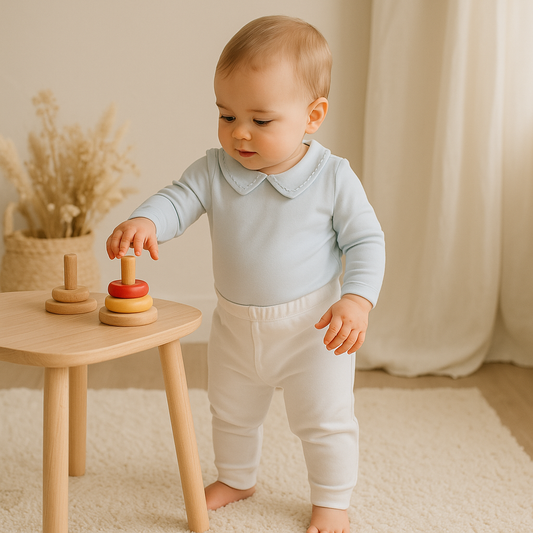Calça Bebê Algodāo Pezinho Reversível Off White