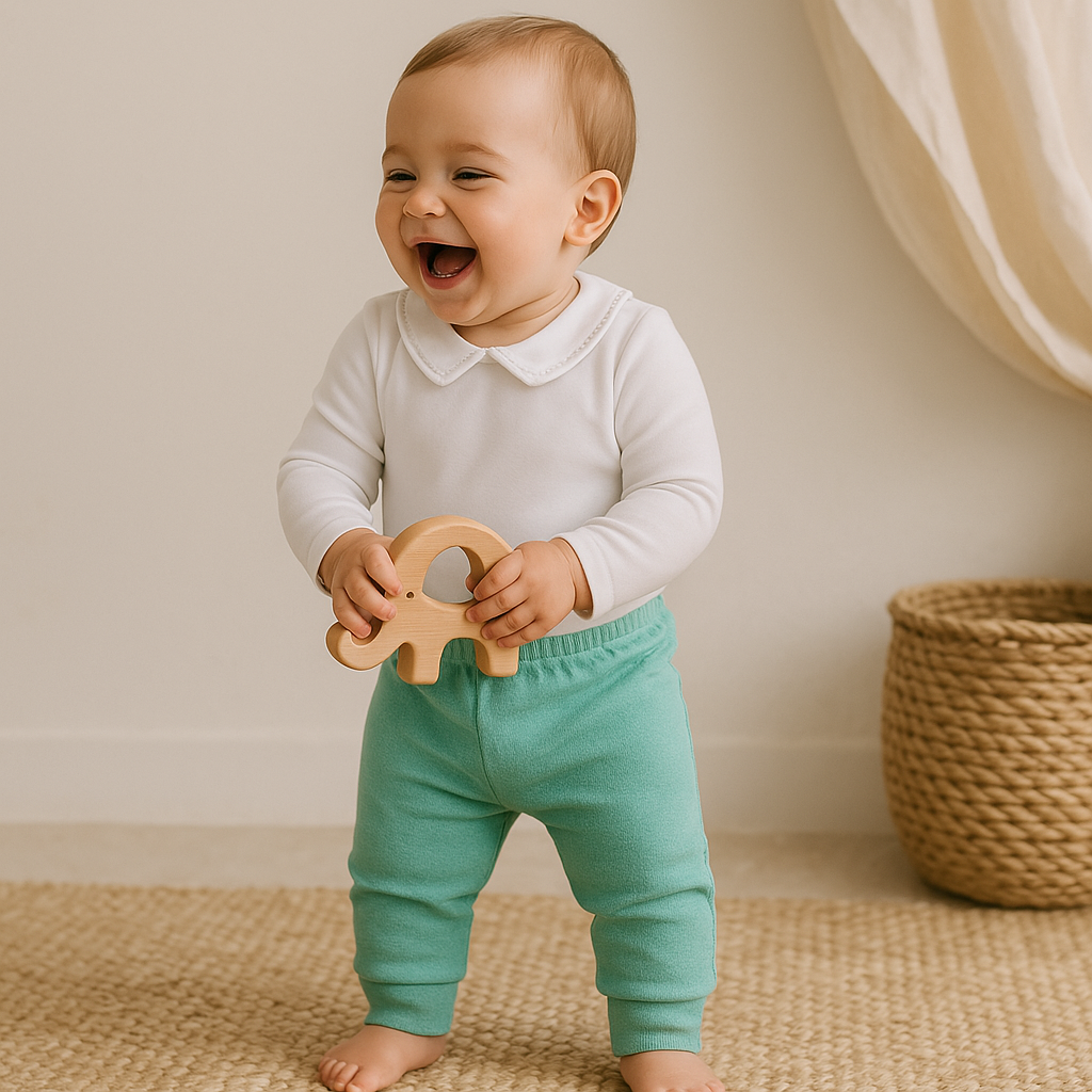 Calça Bebê Algodāo Pezinho Reversível Menta