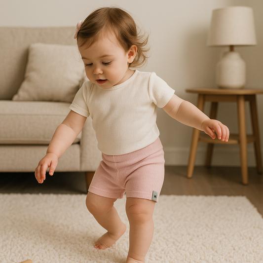 Short Bebê Canelado Ciclista Rose