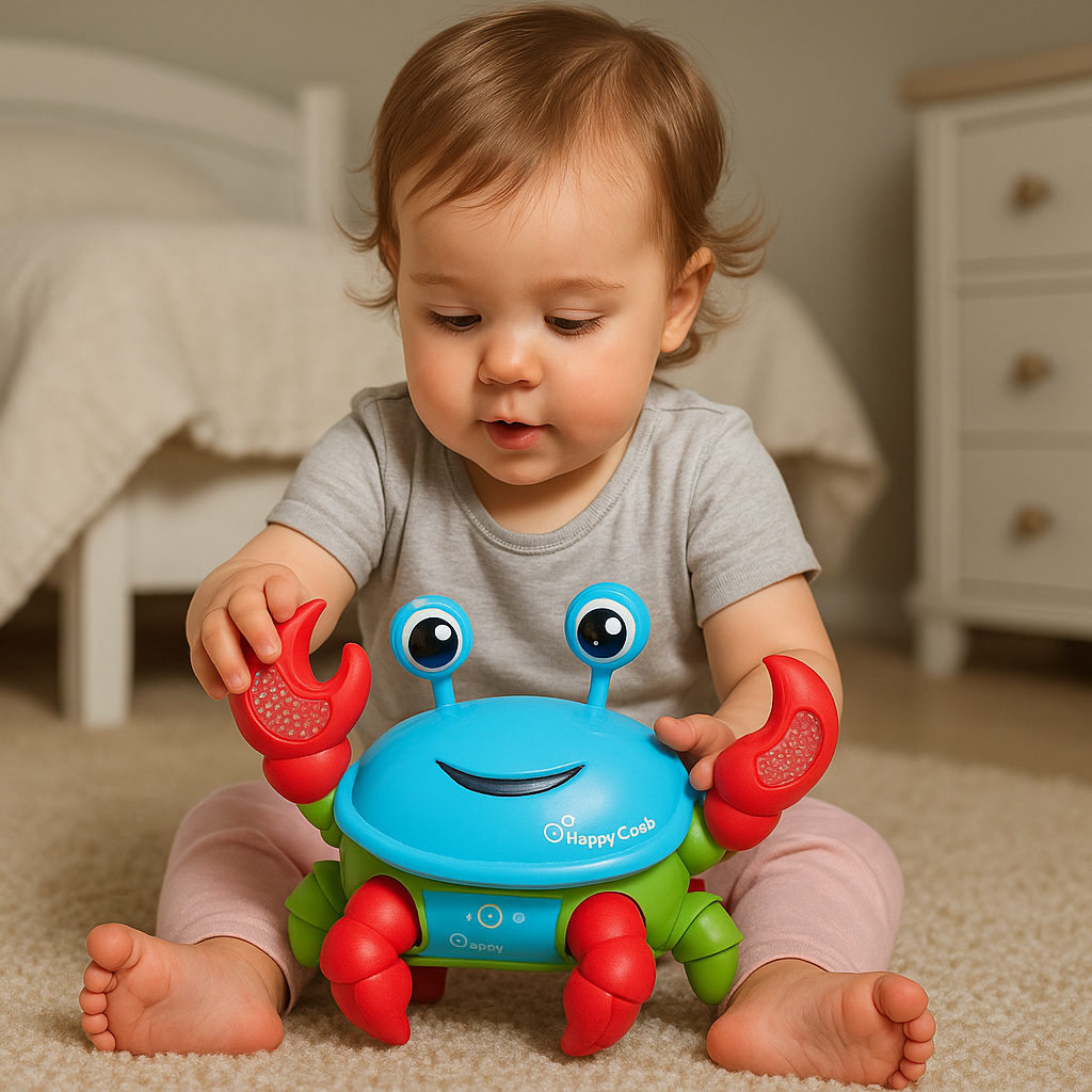 Brinquedo Caranguejo Siri Fujão Dançante Com Led E Musica Azul