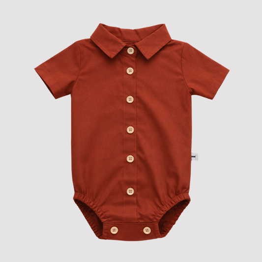 Body Bebê Social Algodão Terracota