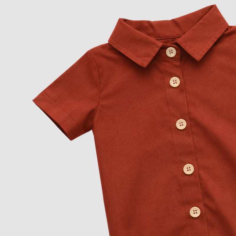 Body Bebê Social Algodão Terracota