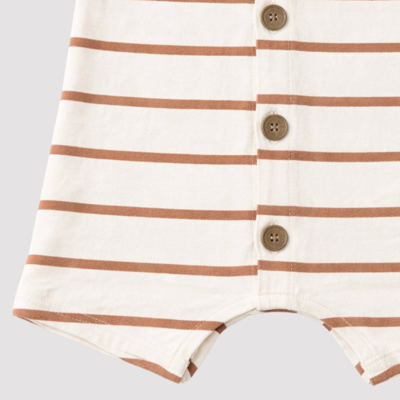 Macacão Bebê Regata Confort Listras Caramelo
