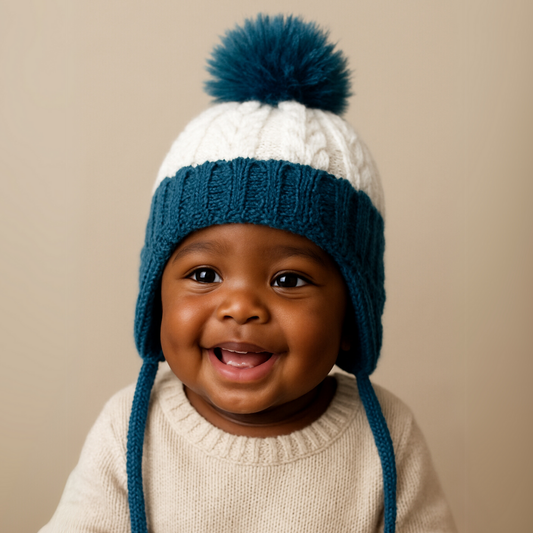 Touca bebê Tricot Strip Blue