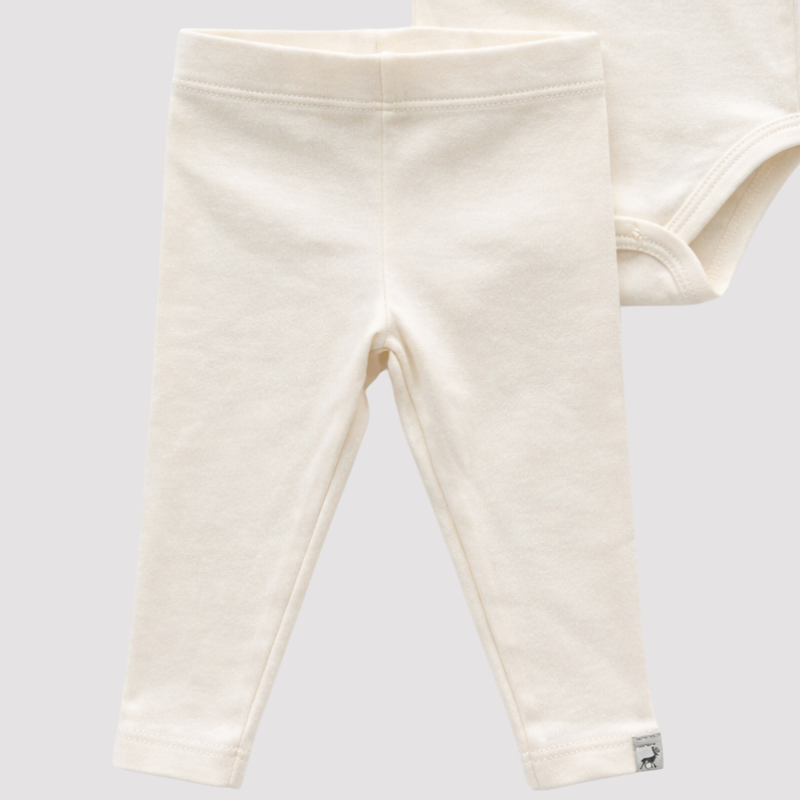 Conjunto Bebê Algodão Organic buttons longo Off White