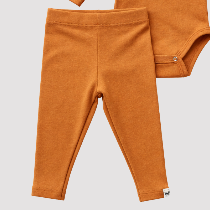 Conjunto Bebê Algodão Organic buttons longo Caramelo