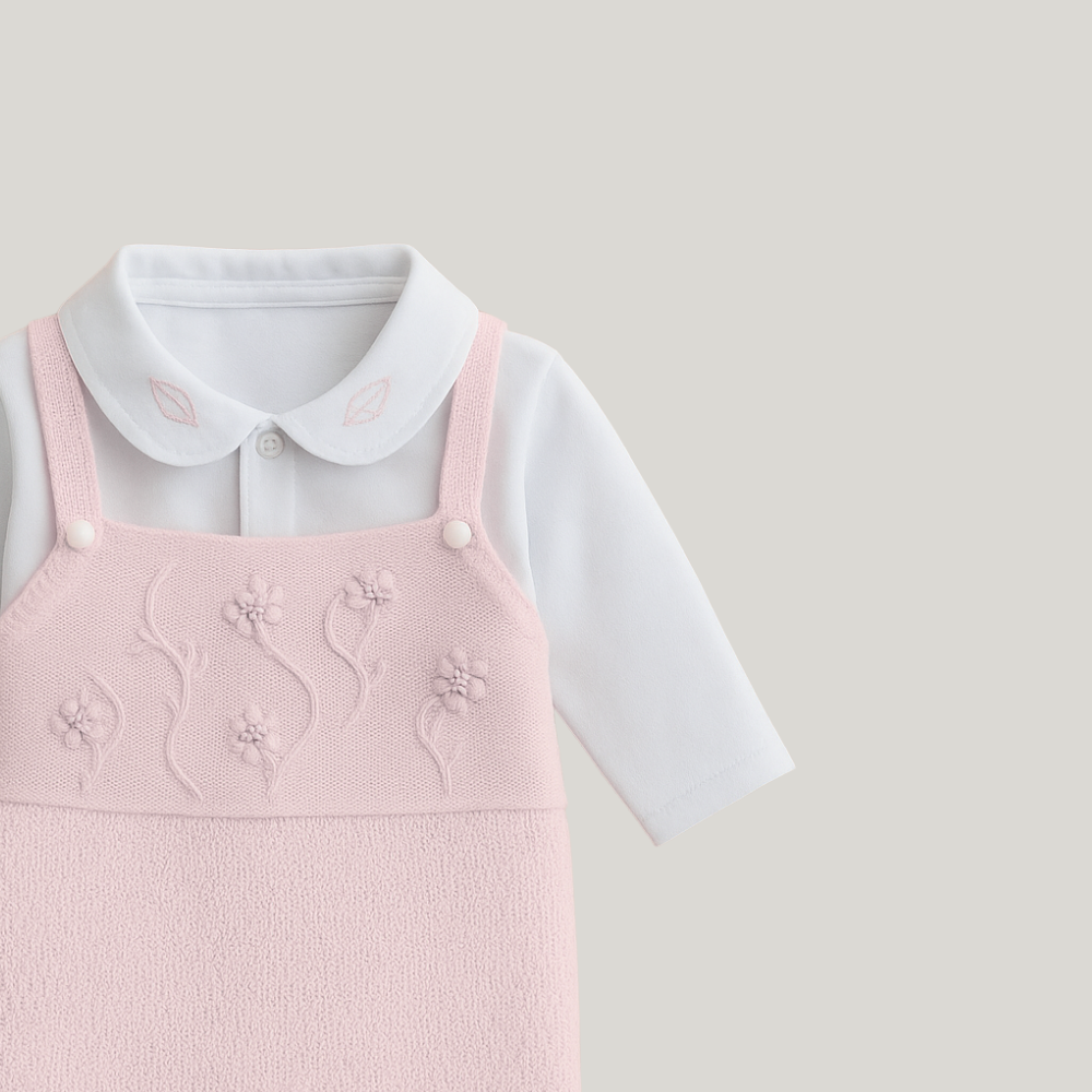 Kit Saída Maternidade Menina Tricot 4 Peças Florence Salmão