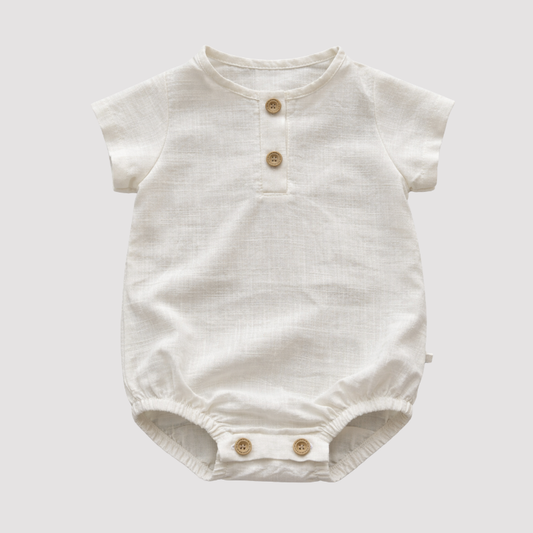 Body bebê Bata Algodão Off White Unissex