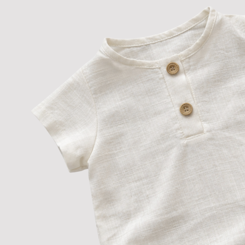 Body bebê Bata Algodão Off White Unissex