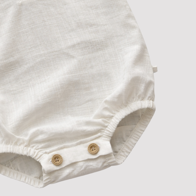 Body bebê Bata Algodão Off White Unissex