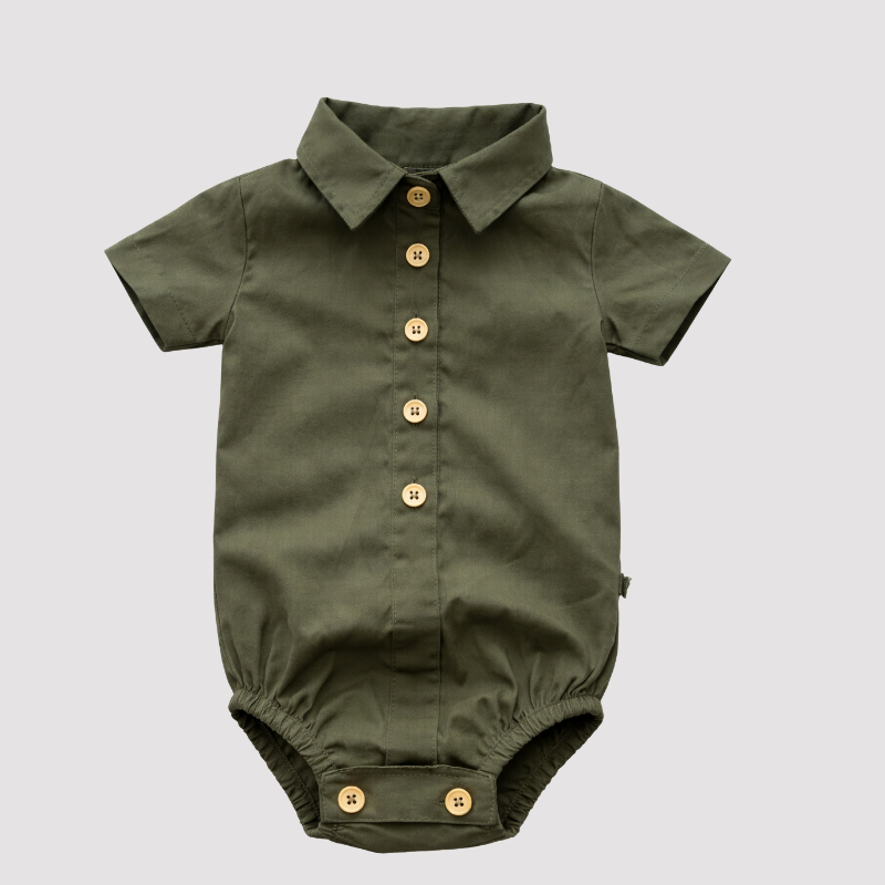 Body Bebê Social Algodão Verde Musgo