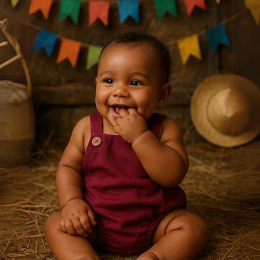 Romper Bebê Tradicional Linho Bordo