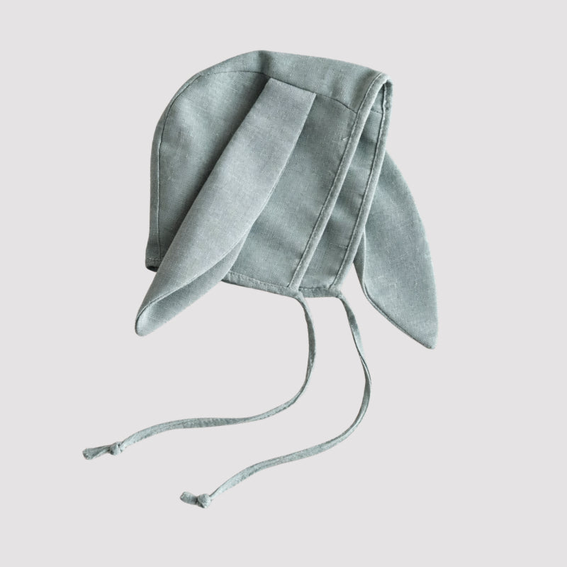 Touca de Bebê Orelha Coelho Linho Verde