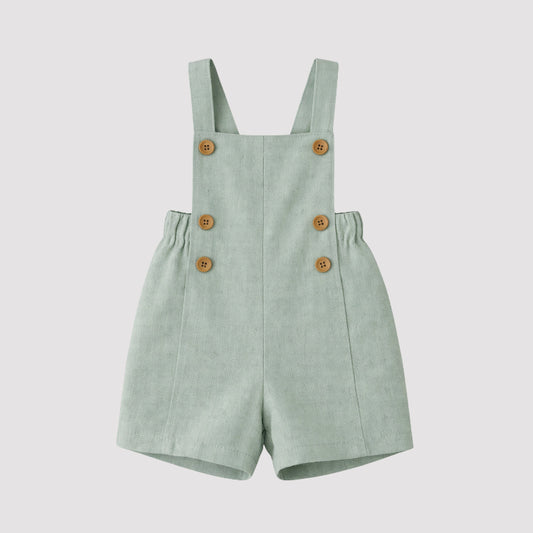 Jardineira Infantil Bebê Unissex Linho Green