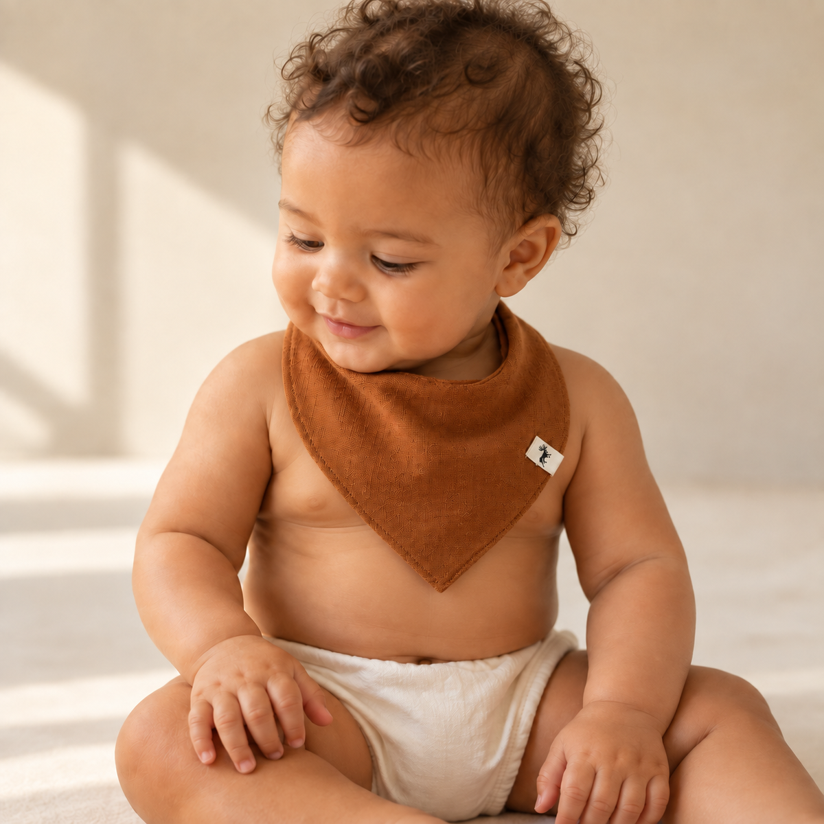 Babador Bebê Linho Ocre