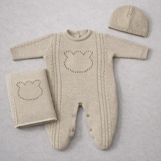 Kit 3 Peças Saída Maternidade Ted Bege