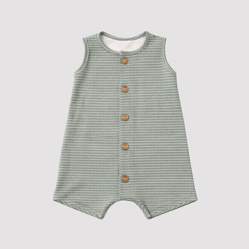 Macacão Bebê Regata Confort Listras Verde Oceano