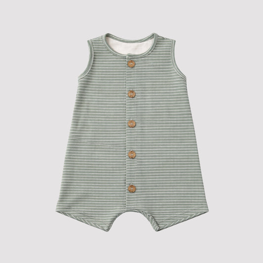 Macacão Bebê Regata Confort Listras Verde Oceano