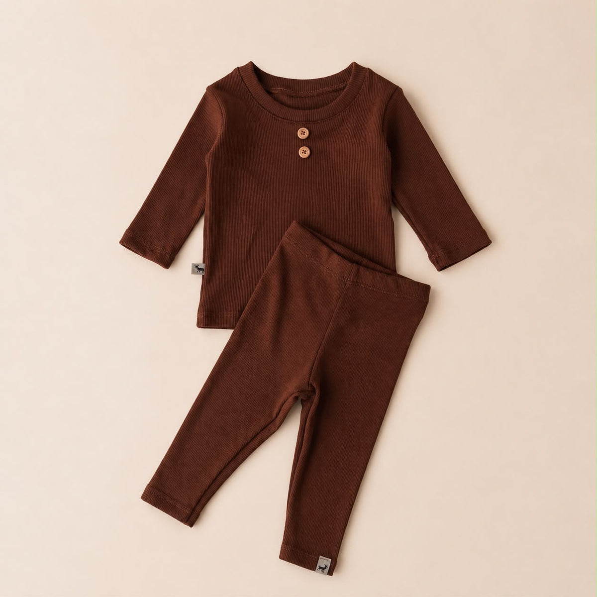 Conjunto Bebê Canelado Buttons Mocha Longo