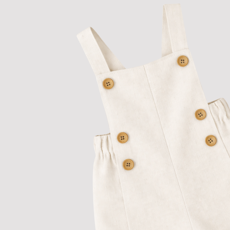 Jardineira Infantil Bebê Unissex Linho Off White