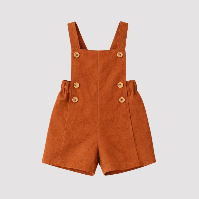 Jardineira Infantil Bebê Unissex Linho Ocre