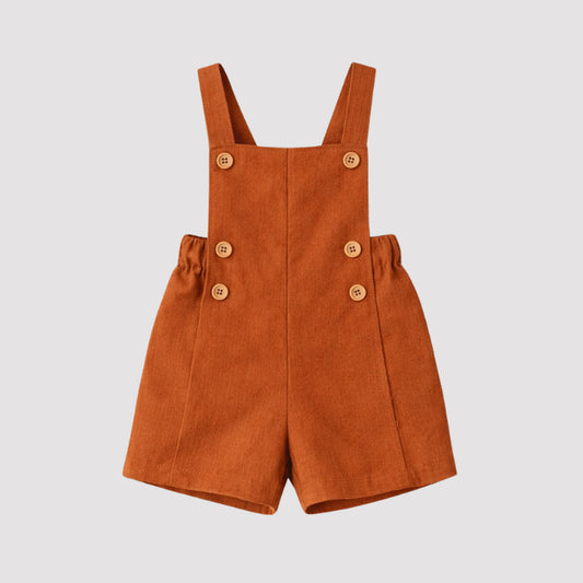 Jardineira Infantil Bebê Unissex Linho Ocre