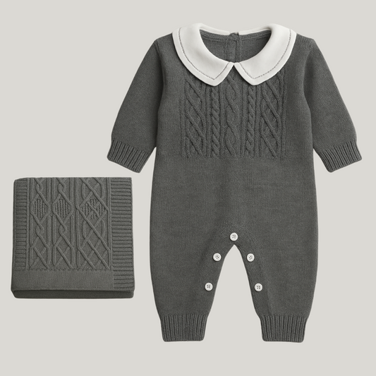 Kit Saída Maternidade Menino Tricot 2 Peças Alfred