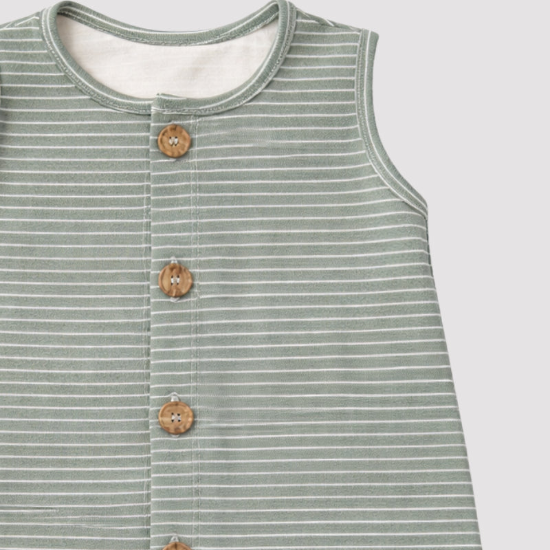 Macacão Bebê Regata Confort Listras Verde Oceano
