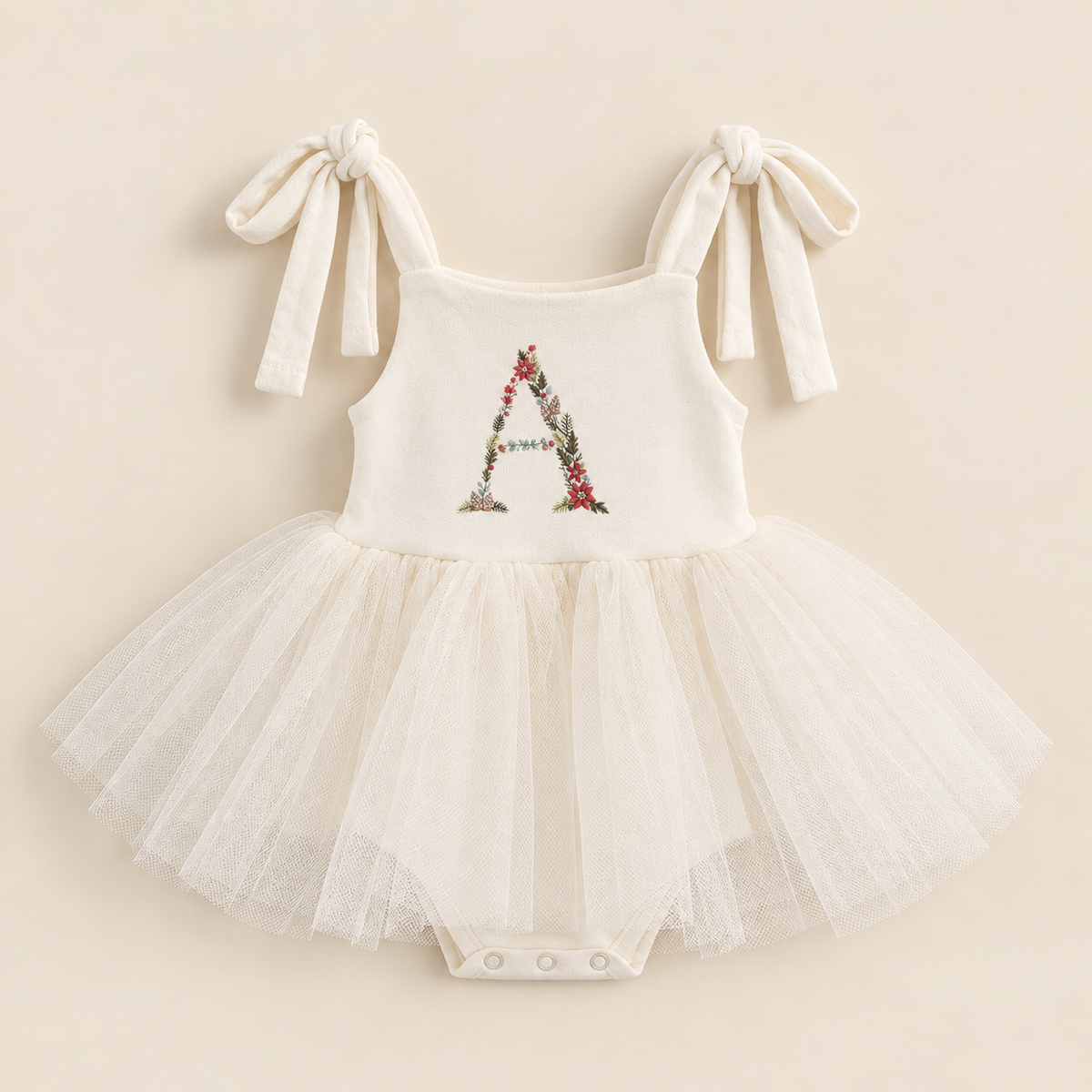 Vestido Body Tule Off White - Letra Personalizada