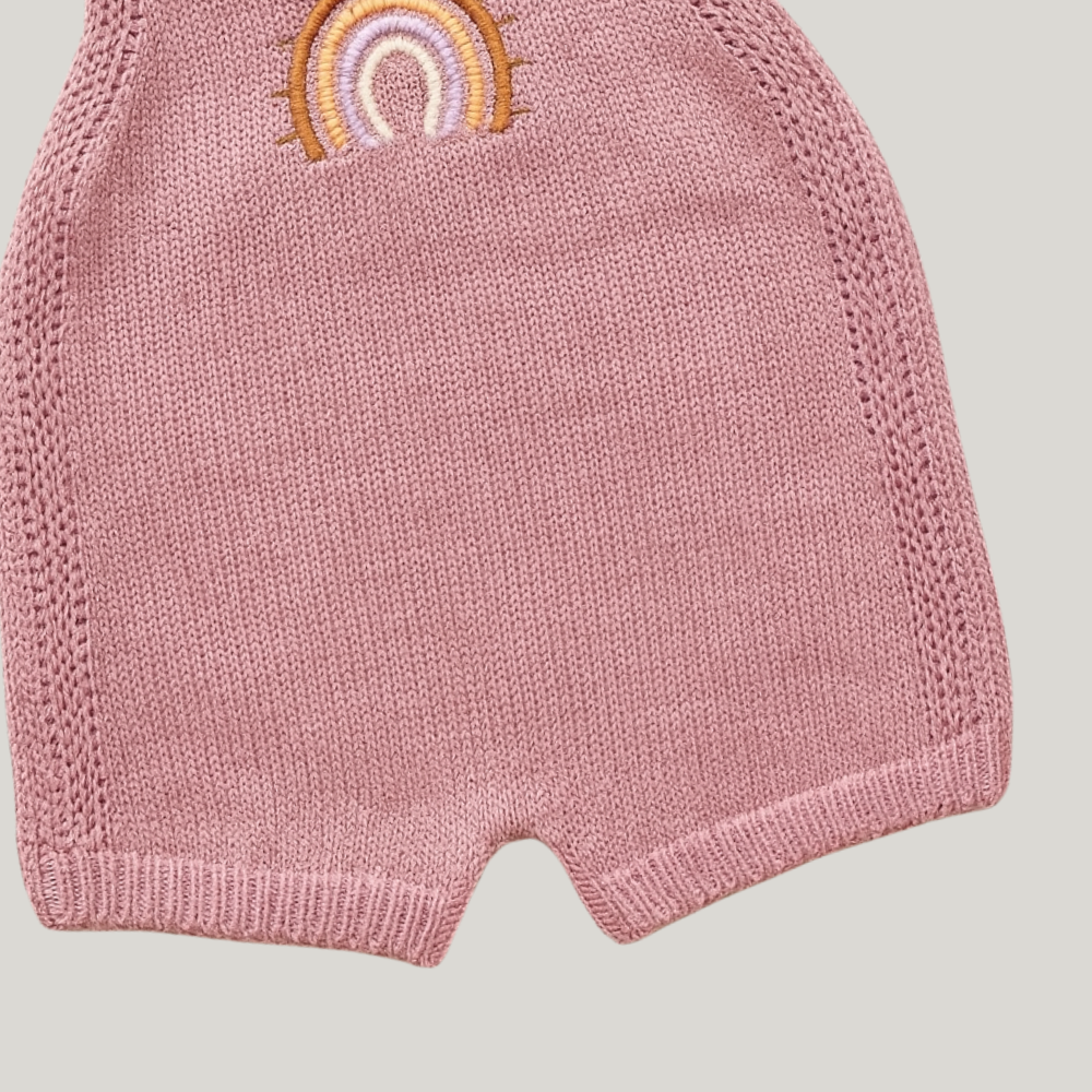 Jardineira Tricot Bebê Rainbow Rose