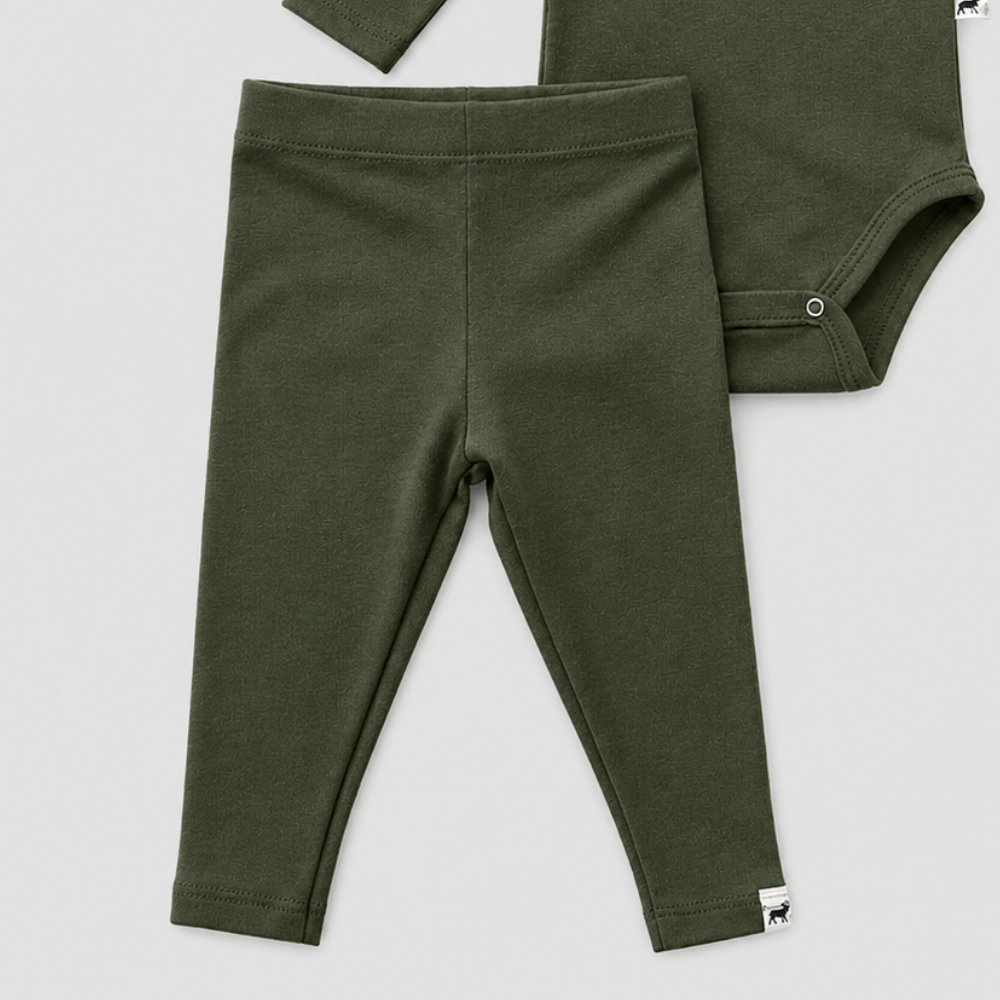 Conjunto Bebê Algodão Organic buttons Longo Musgo