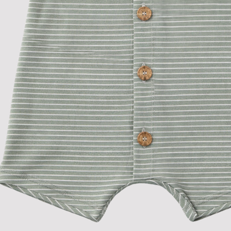 Macacão Bebê Regata Confort Listras Verde Oceano