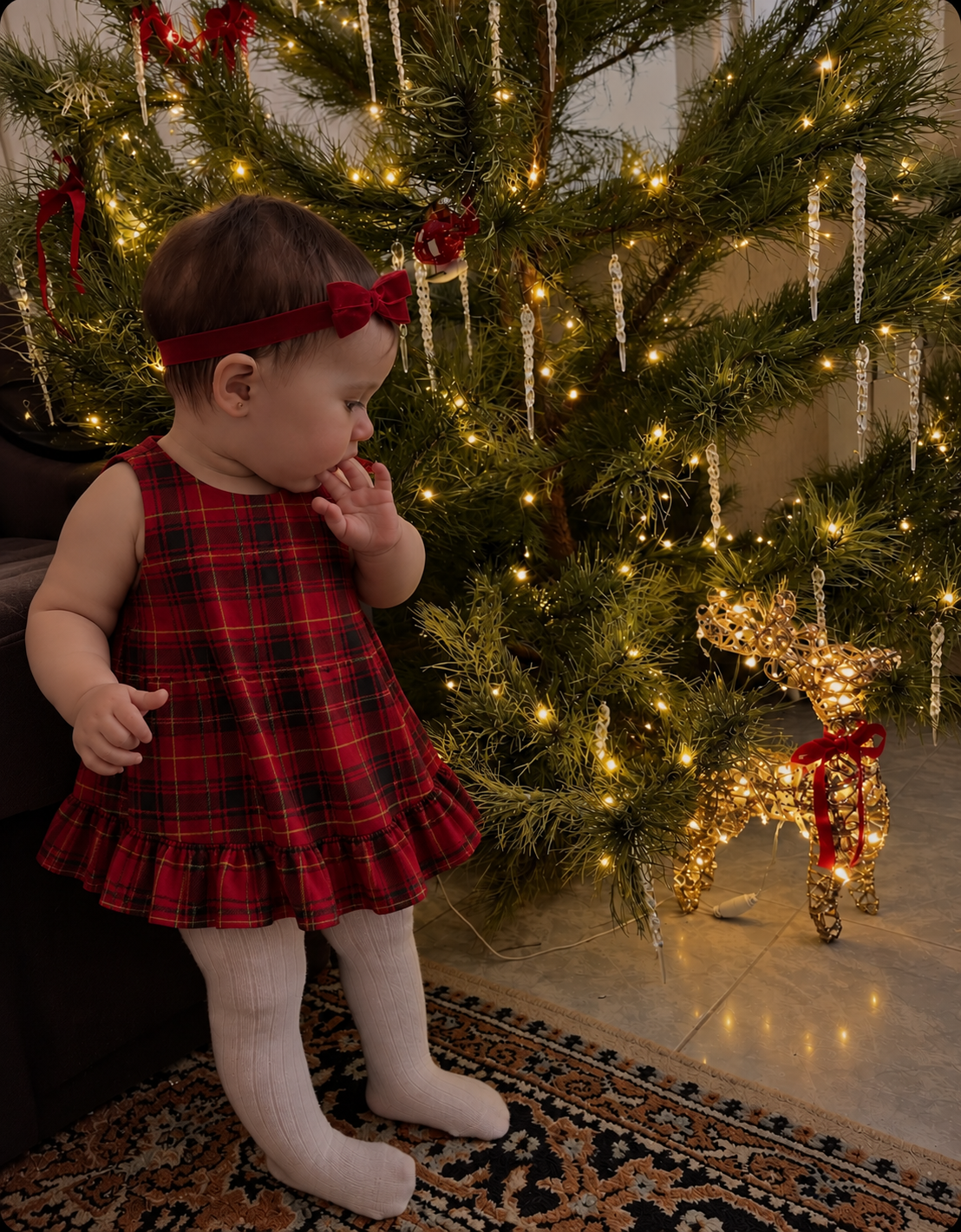 Vestido Infantil Algodão Petite Natal Xadrez Red